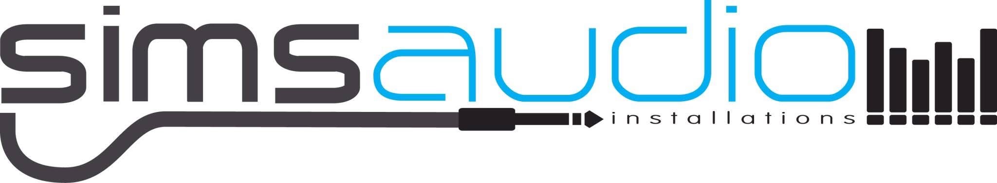 Sims Audio Installations logo designed by Daniel Hornby, combining a cable line and equaliser bars