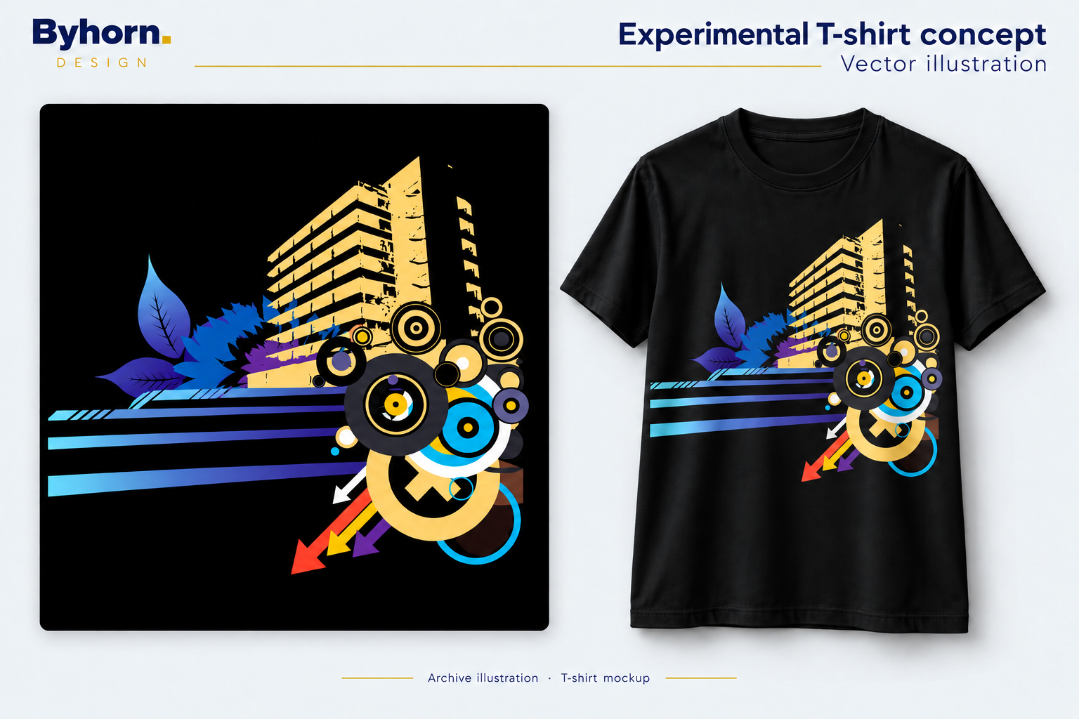 Black and gold experimental T-shirt concept