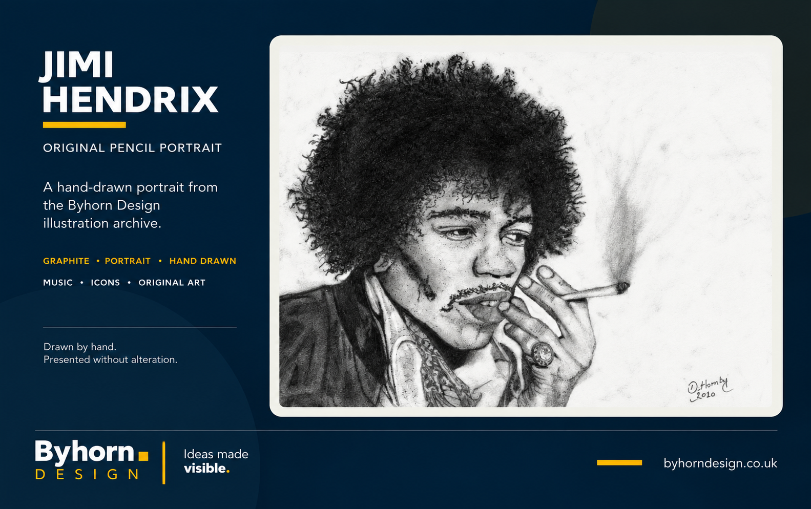 Jimi Hendrix original pencil portrait