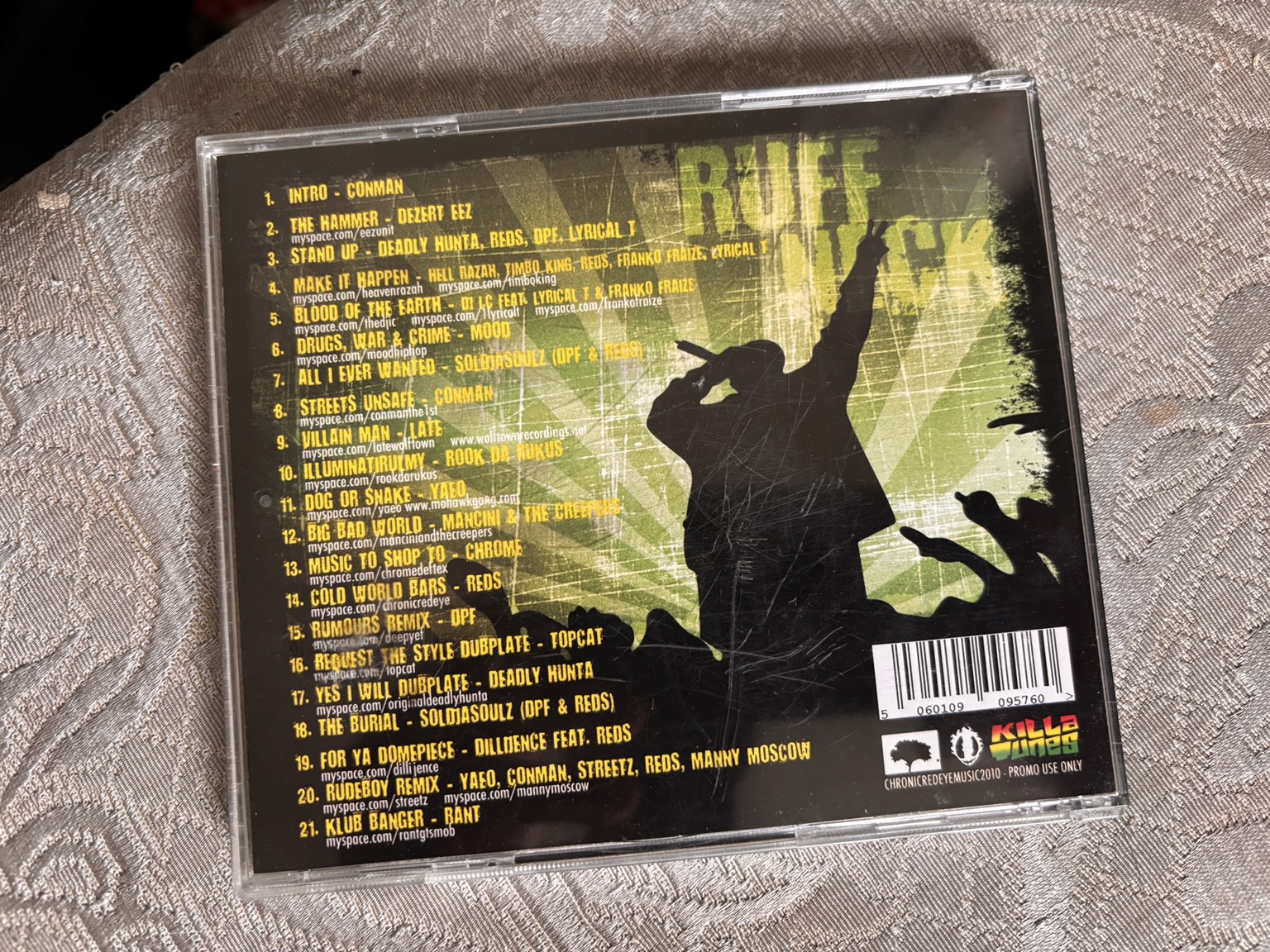 Original Ruffneck Intellect rear cover with the complete track list
